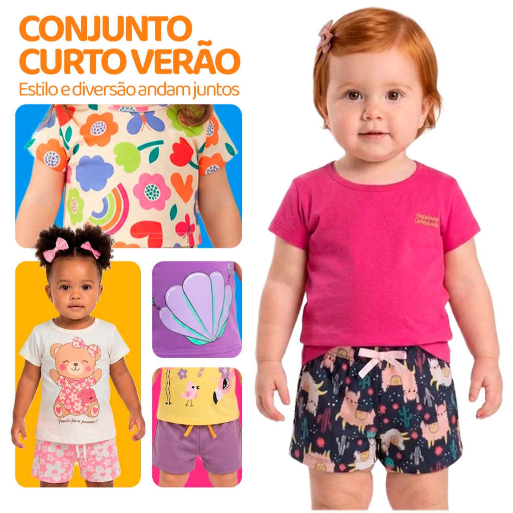 Escolha Seu Conjunto de Bebê Menina Infantil Feminino Verão Manga Curta Roupa de Bebê em Algodão Tamanho 1 Ao 8 L02 · foto 2