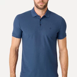 Camisa Polo Dudalina Masculina Piquet Essential Color Azul Índigo