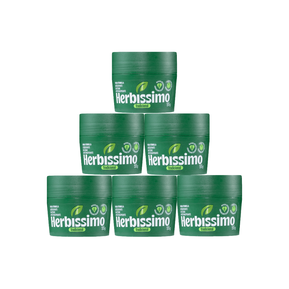 Kit Desodorante Em Creme Antitranspirante Herbíssimo Tradicional 55g (6 unidades)