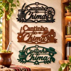 Placa Decorativa Cantinho Do Chimarrão Impressão 3D Preto Cantinho do Chima