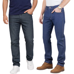 Kit C/2 Calças Jeans Masculina 100% Algodão para Trabalho Reforçada