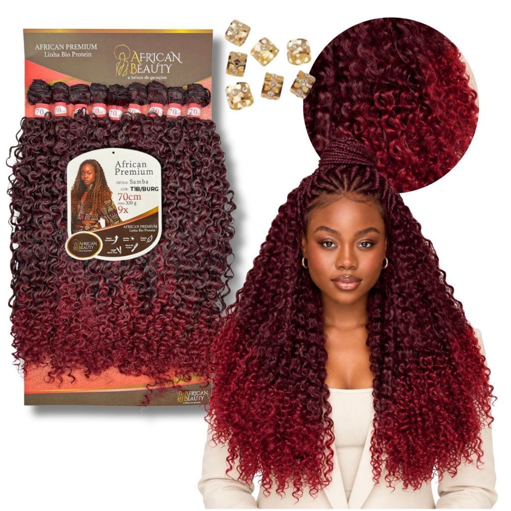 Cabelo Tela Entrelace Samba Fibra Bio Protein 70cm Volumoso Cacheado E Macio Aspecto Natural African Beauty 70cm — imagem 2 de 2