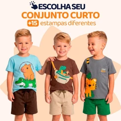 Conjunto Bebê Masculino Menino Infantil Verão Manga Curta Tamanho 1 ao 8 - Roupa para Bebê Masculino - L22