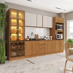 Cozinha Modulada 6 Peças com Cristaleira Olivia Mobikasa