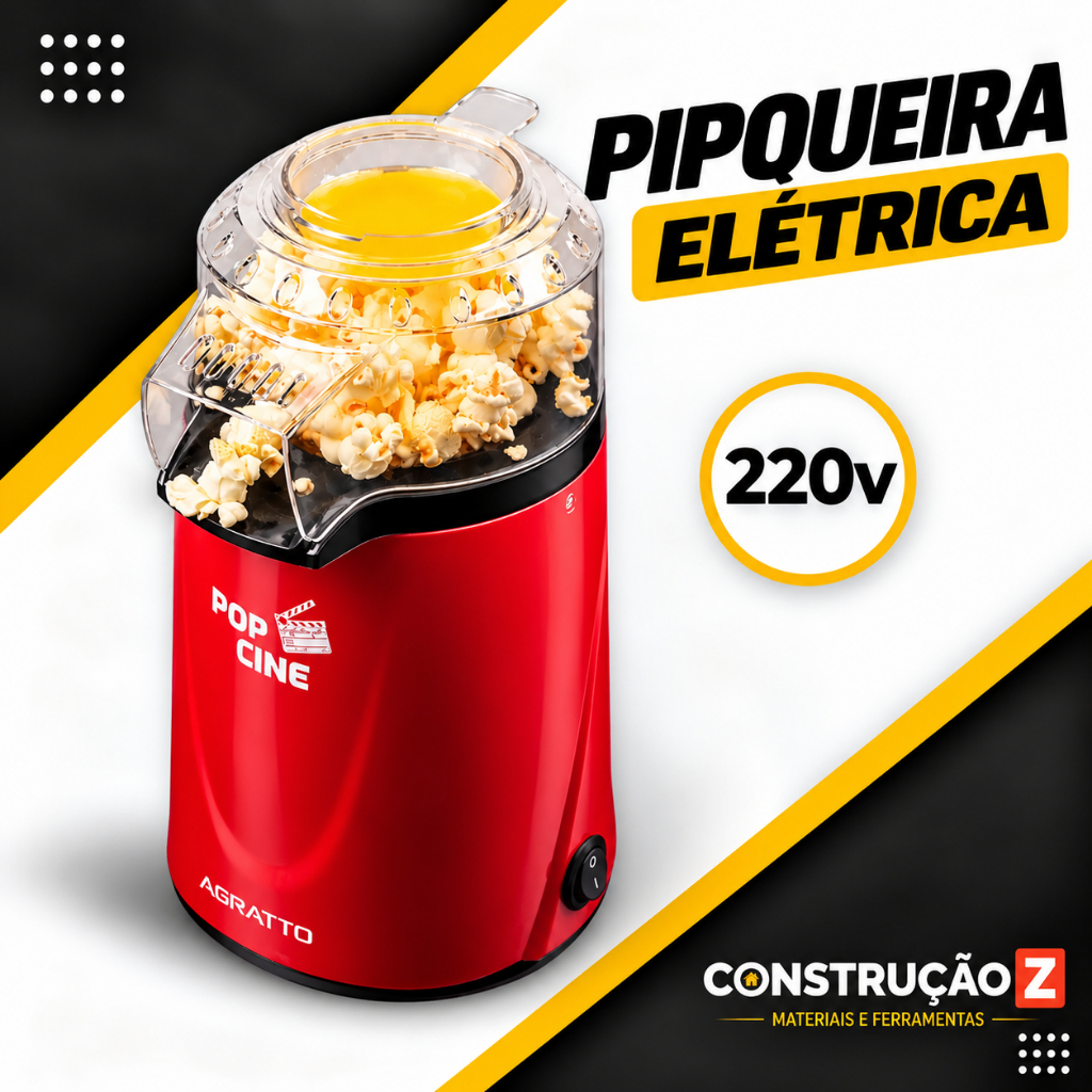Pipoqueira Elétrica Pop Cine Vermelha Com Dosador 1200w 220v Agratto