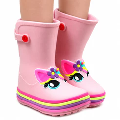 Galocha Infantil Menina Bota De Chuva Plugt Unicórnio Juvenil Confortável Leve Impermeável Original