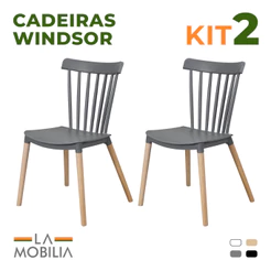 Kit 2 Cadeiras Windsor Polipropileno Empilhável Ergonômica Sala Cozinha Jantar Varanda Quintal