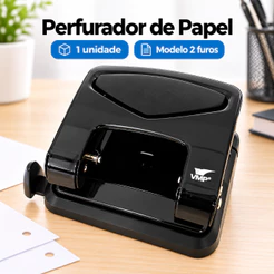 Perfurador de Papel 2 Furos Até 35 Folhas em Aço Furador Profissional para Escritório Escola e Organização de Documentos