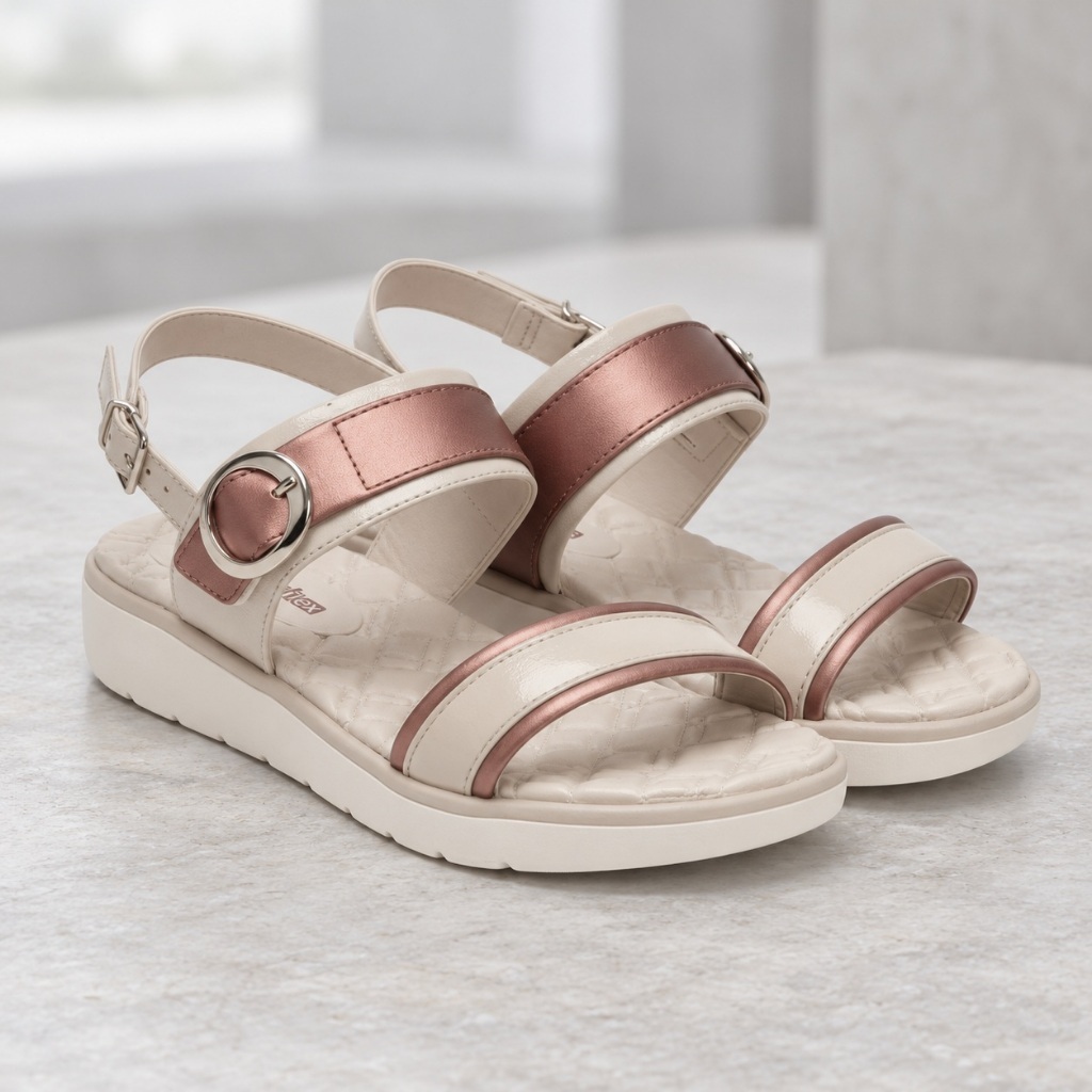 Sandália Feminina Comfortflex Almond com Fivela Casual