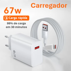 Carregador Para Celular Fonte Usb Ultra Rápido 67w Usb C Turbo