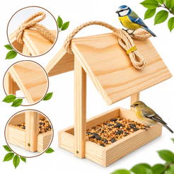 Casinha de Comedouro para Pássaros - Madeira Pinus para Aves Livres