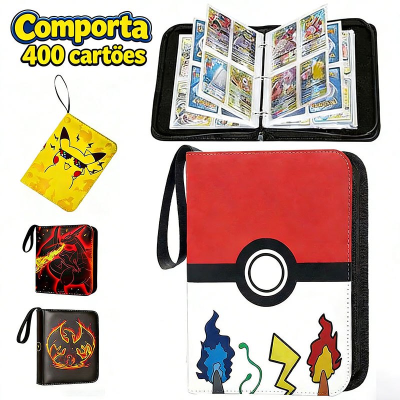 Pasta Para Álbum De Cartas Pokémon Com Zíper Comporta 400 Cartas Totalizando 50 Páginas De Álbum em Oferta na Shopee