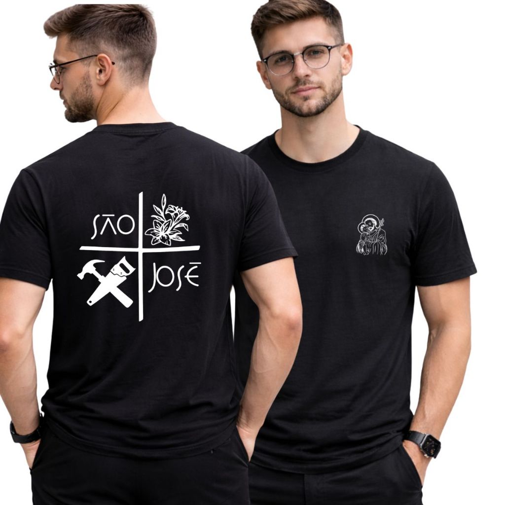 Camiseta 100% Algodão São José Trabalhador Masculina Premium em Oferta na Shopee