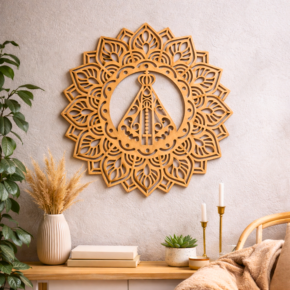 Conj 3 Mandalas Nossa Senhora Aparecida 30cm Para Espaço de Oração Decoração MDF M204 em Oferta na Shopee
