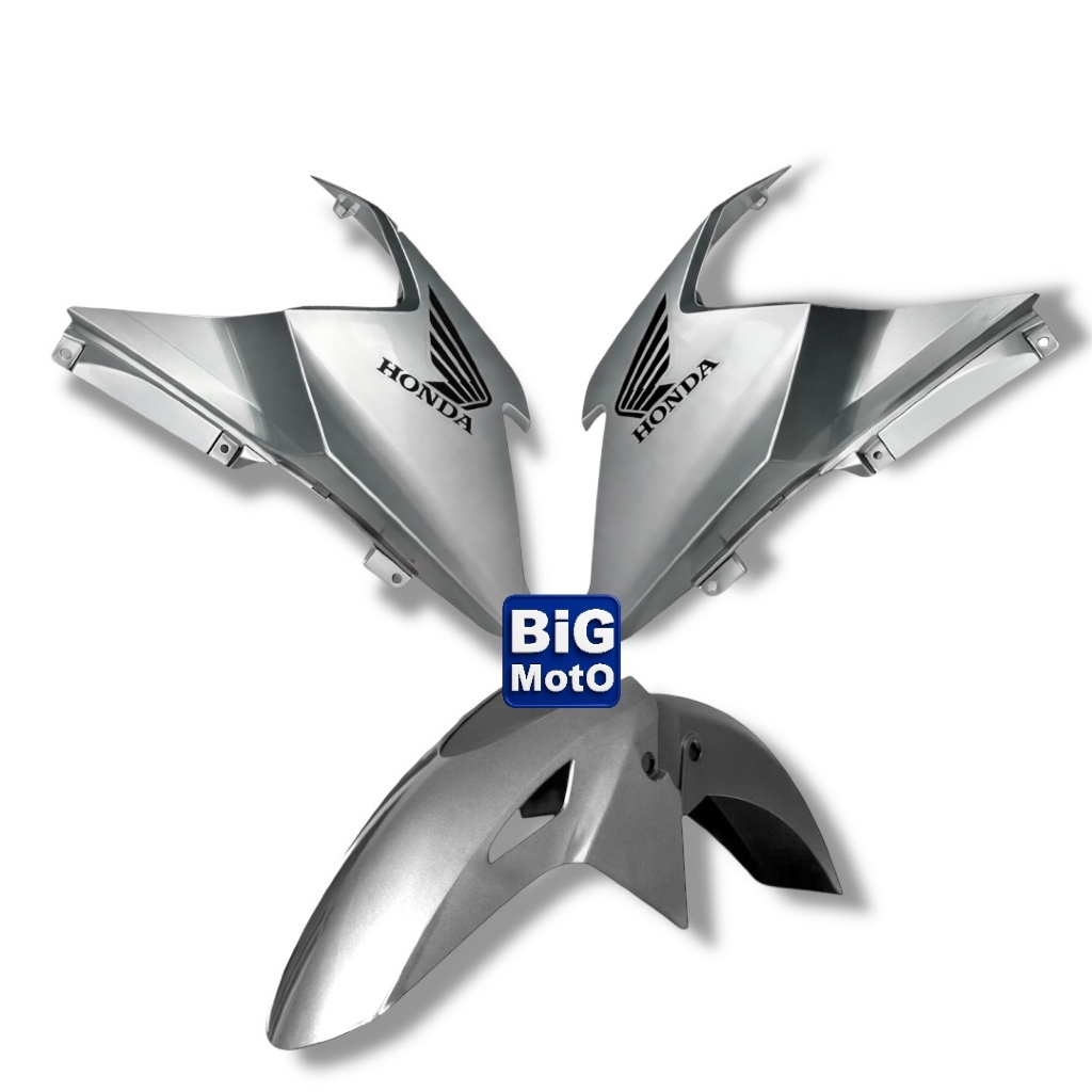 Par de Aba do tanque CG Fan 160 2025/2026 Prata Iron Nai +Paralama A (bico)+B Prata Iron Nai