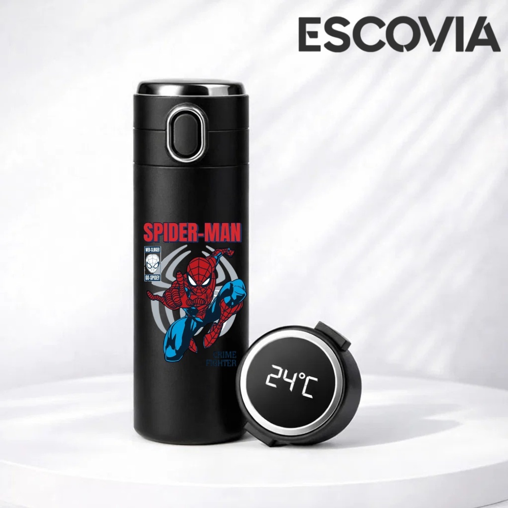 Garrafa Térmica Aço Inoxidavel Spiderman Homen Aranha L2 com Termômetro Digital 420ml