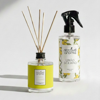 Kit Difusor Varetas Home Spray Limão Siciliano Presente Completo Notável Aroma