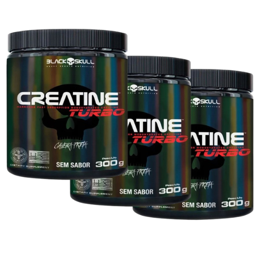 Kit 3 und Creatina Turbo Monohidratada Sem Sabor 300g Black Skull em Oferta na Shopee