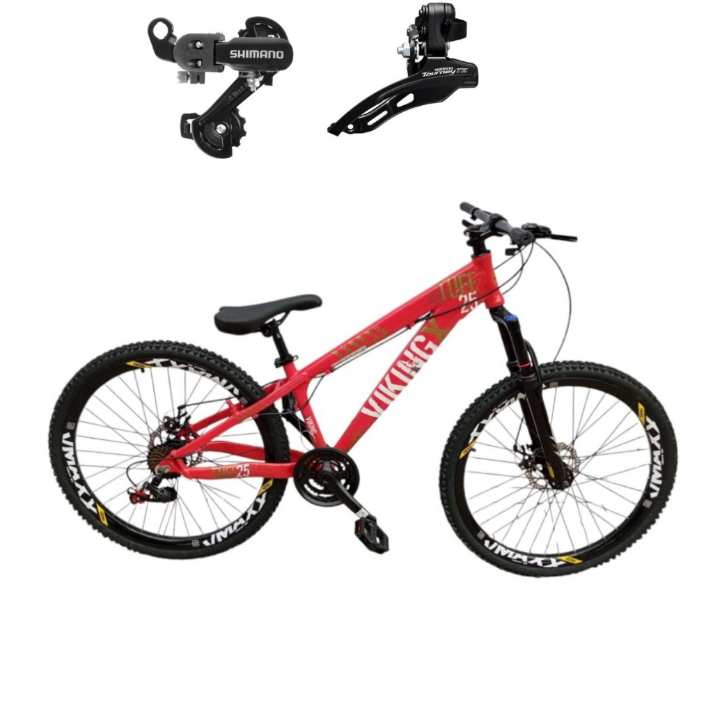 Bicicleta Viking Tuff 25 Aro 26 MTB 24V Shimano Freio a Disco Suspensão