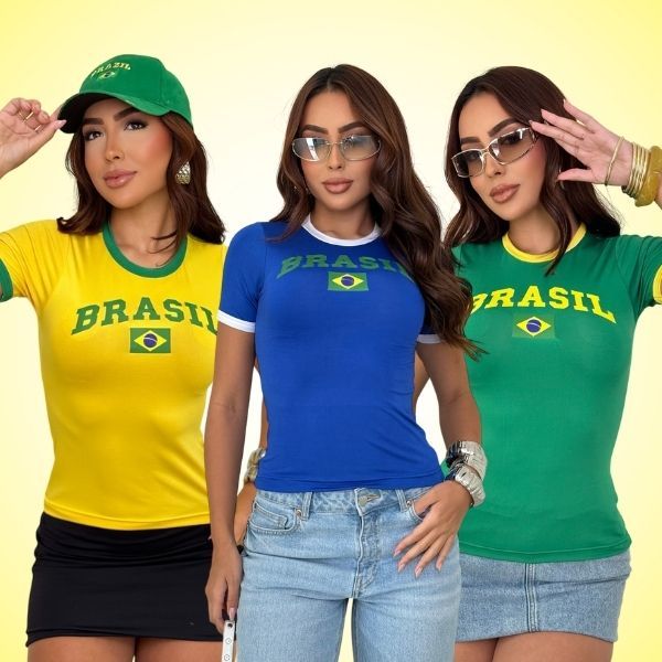 Blusa Básica Brasil Core Premium Casual Moda Gringa Basico Camiseta T-Shirt em Oferta na Shopee
