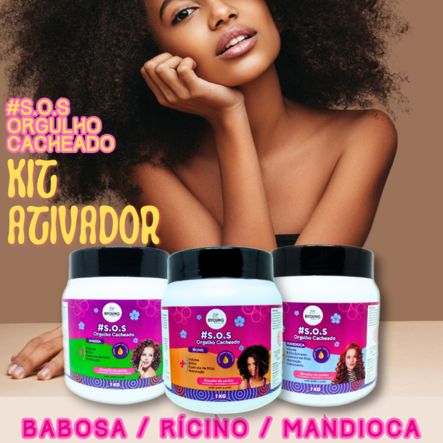 AtIvador de Cachos 1Kg SOS Cabelos Ondulados, Cacheados e Crespos Byoung