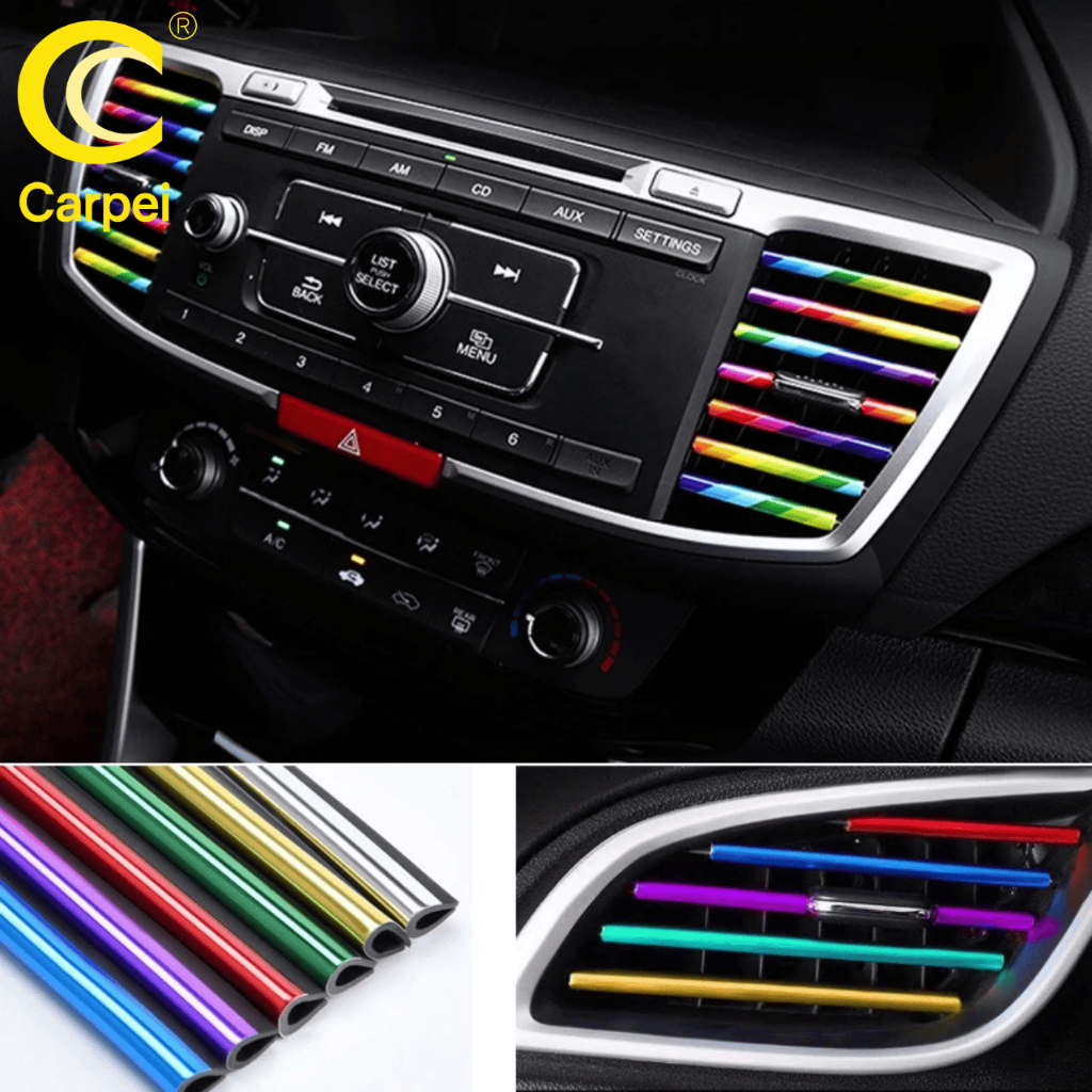 10 Peças Friso Decorativo Universal 20cm Saída de Ar do Painel Automotivo Colorido Carpei