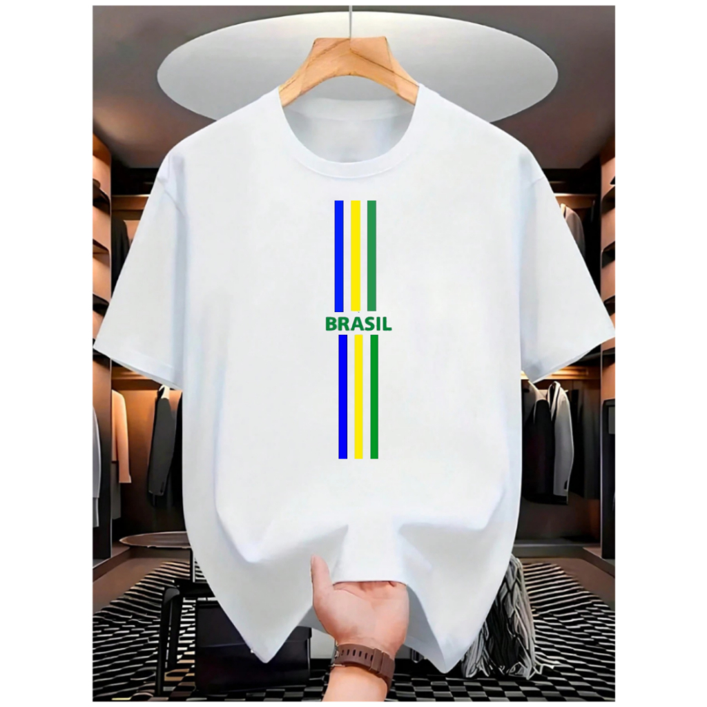 Camiseta Masculina Brasil Copa do Mundo Camisa Básica Premium Malha 100% Algodão