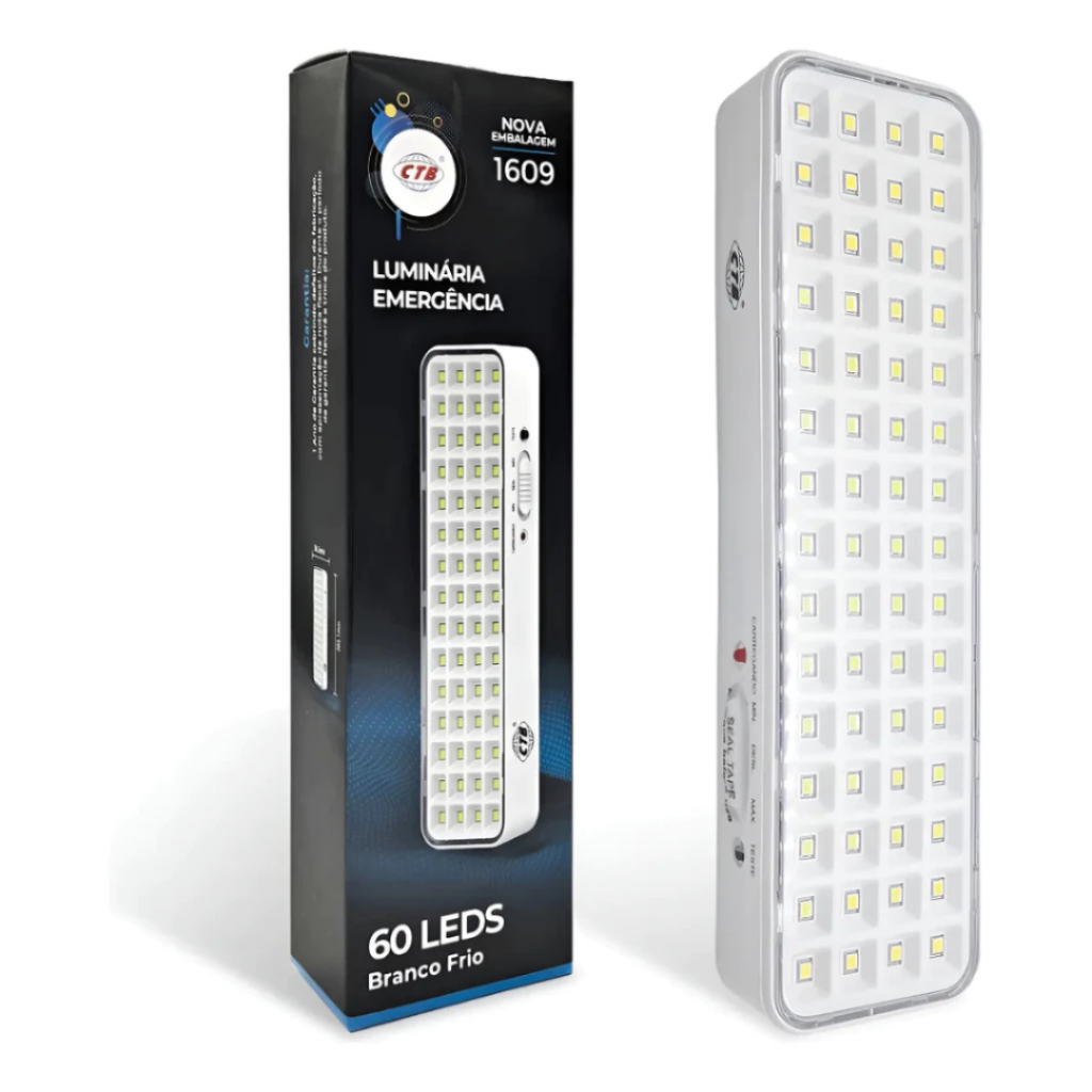 Luz de Emergência 5w 60 Leds Recarregável 6500k Cor Branco 110v/220v Luminária Grande Portátil CTB