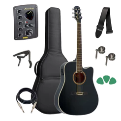 Violão Strinberg Folk Bk Elétrico Le30c Kit Capa Acessorios