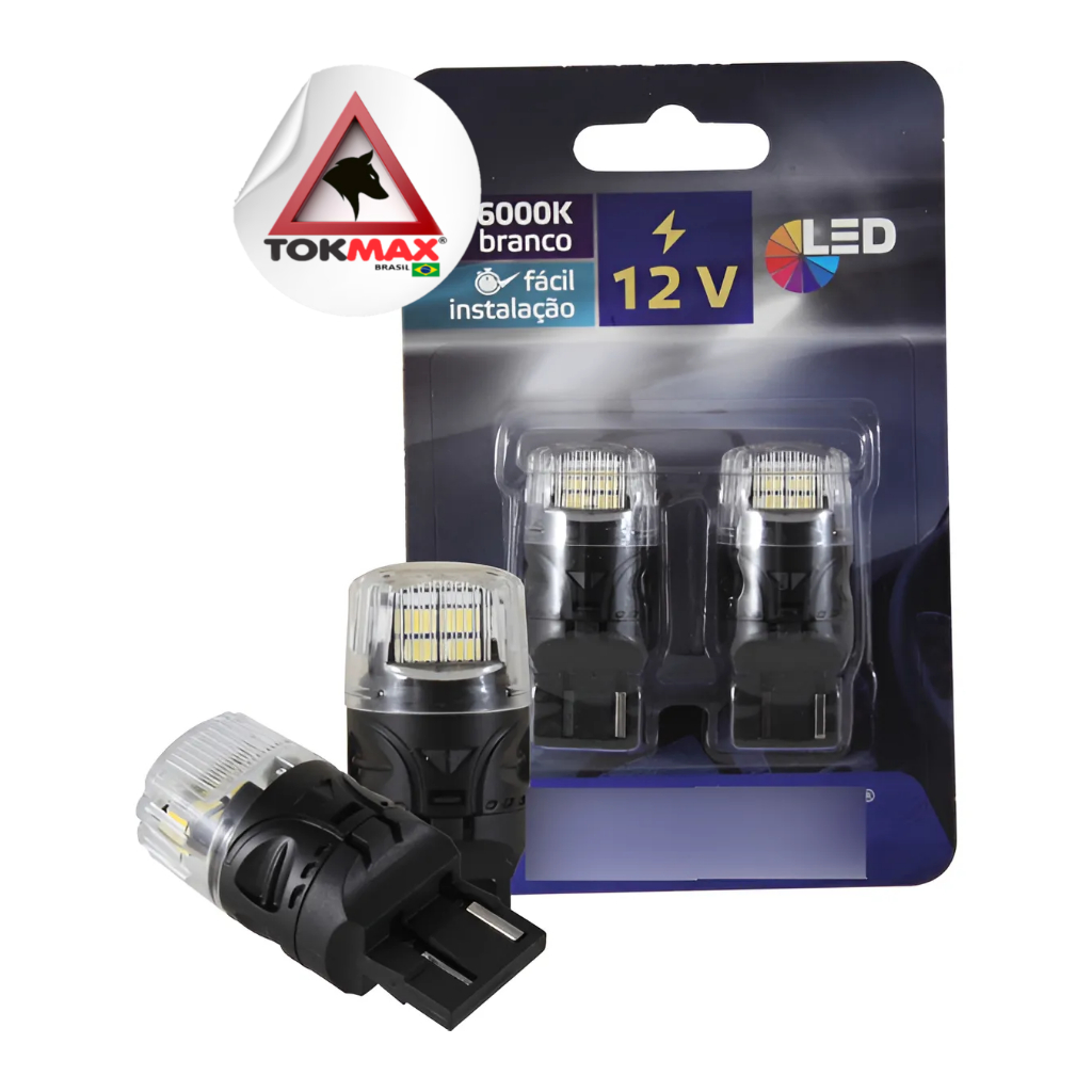 Par Lâmpada Led 1 Polo T20 12v Branca Luz De Freio Farol T20 Branco Branco-frio