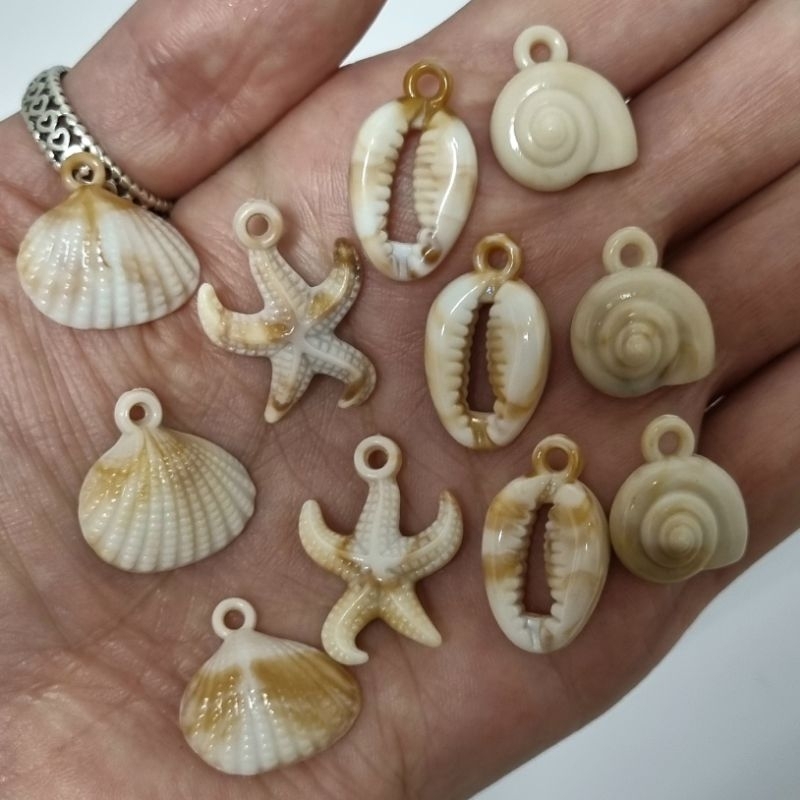 Pingentes Fundo do Mar Mesclados 30 Peças Conchas Buzios Estrelas Caracol em Oferta na Shopee