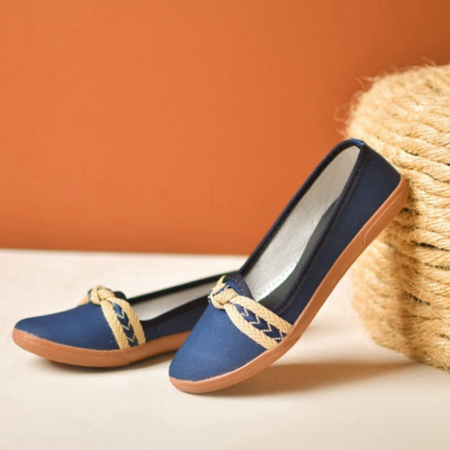 Sapatilha Moleca Marinho Casual Com Laço Sandália Senhora Idosos Sapato Feminino em Oferta na Shopee