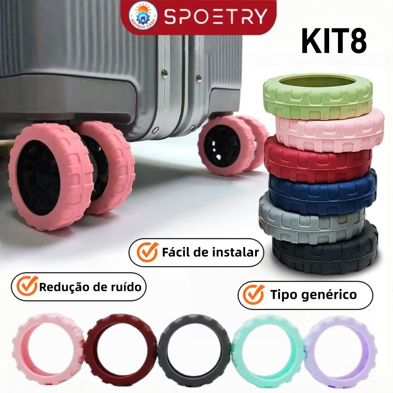 KIT8 Protetor De Rodas De Bagagem Silicone Manga De Rodízio Silenciosa Universal Para Rodas De Mala Roda Viagem Bag em Oferta na Shopee