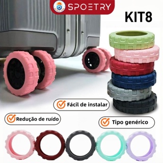KIT8 Protetor De Rodas De Bagagem Silicone Manga De Rodízio Silenciosa Universal Para Rodas De Mala Roda Viagem Bag em Oferta na Shopee