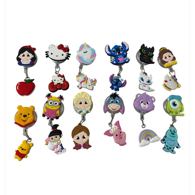 Kit Com 12 Crachás Retráteis Diversos Personagens - 12 Unidades Disney Porta Crachás Ou Porta Cartões em Oferta na Shopee