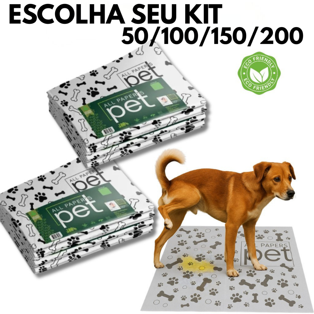 Kit 50/100/150/200 Folhas De Jornal Pet Higiênico Biodegradável Atóxico Não Mancha Escolha Seu Kit em Oferta na Shopee