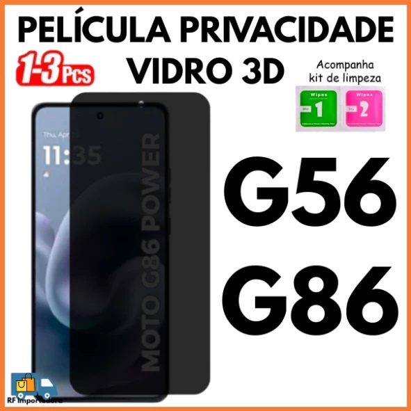 kit capa transparente + Película Vidro 3D P/ MOTO G06/G36/G56/G86