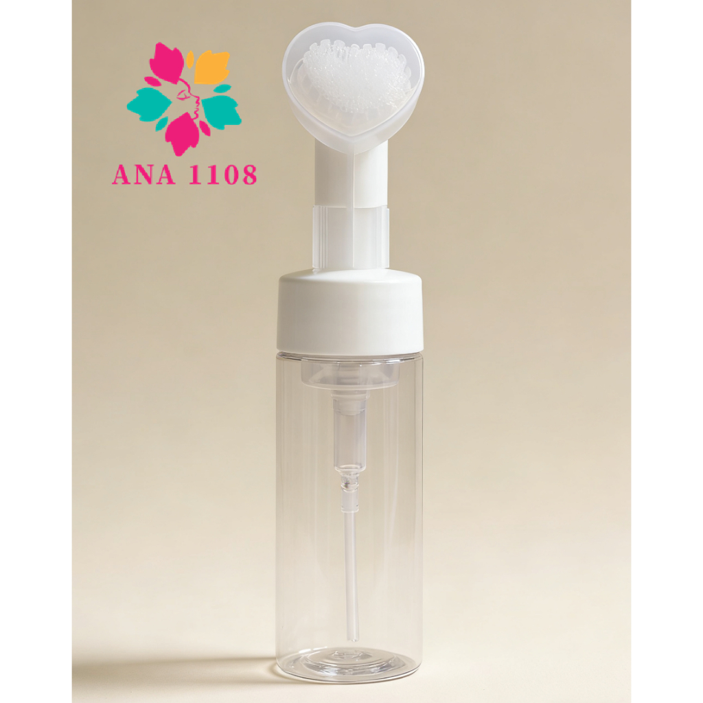 ANA 1108 Frasco PUMP COM ESCOVA DE SILICONE PARA LIMPEZA FACIAL SKINCARE 100MLRosa/150MLRosa/Branco · foto 2