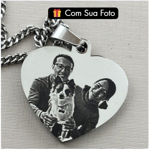 Corrente com Pingente Coração Personalizado com Foto em Aço Cirúrgico Presente Namorados em Oferta na Shopee