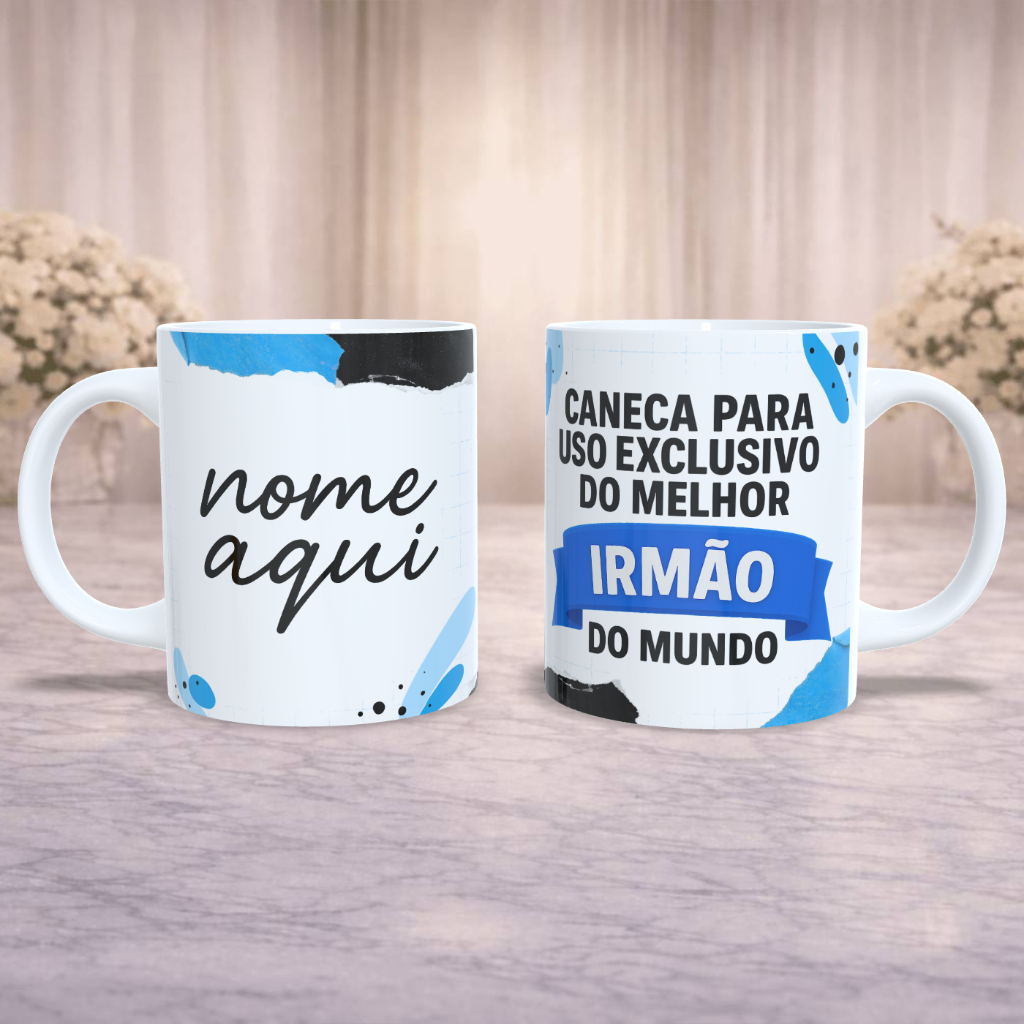 Caneca Personalizada Melhor Irmão do Mundo | Presente para Irmão | Com nome, foto, caricatura