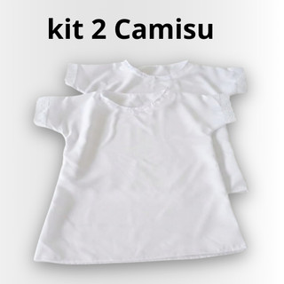 Kit com 2 Camisu Feminino Bata Ração Umbanda e Candomblé Tecido Oxford Branco Roupa de Santo