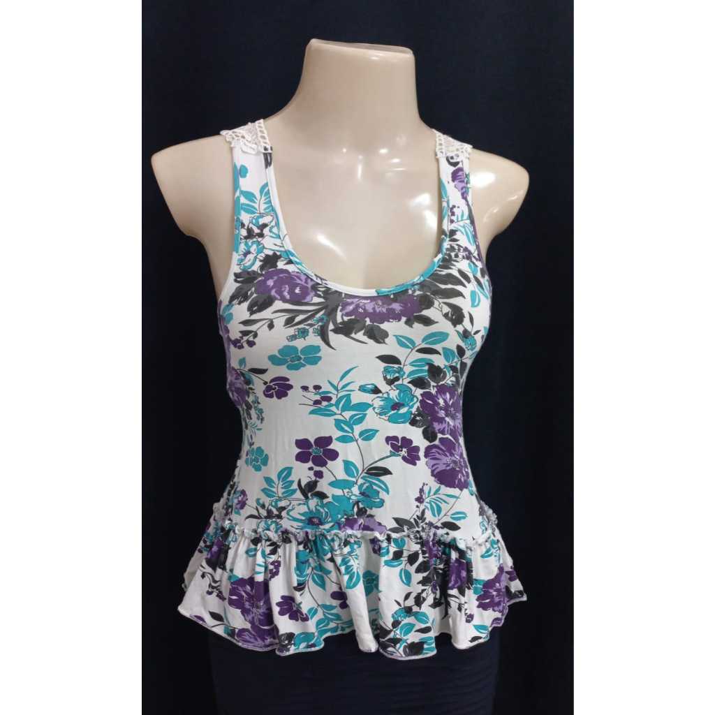 DI 106 - blusa regata feminina estampada, viscose com elastano, tamanho único