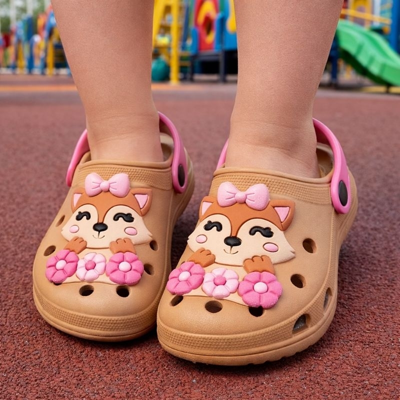 Sandália Infantil Feminina Babuche Para Menina Papete Raposinha feliz Confortável em Oferta na Shopee