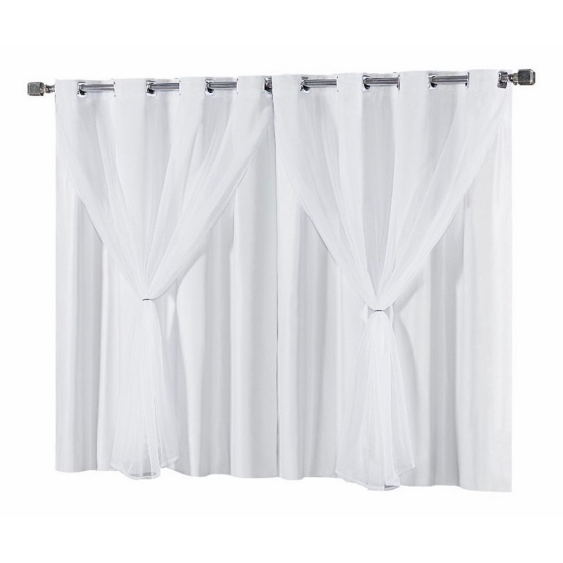 Cortina Blackout Blecaute Uma Unidade/Lado Com Voil Liso Corta 100% Luz Sala Quarto - 1,40m x 1,80m em Oferta na Shopee