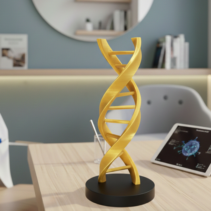 Escultura DNA Helix – Edição Exclusive Gold & Bronze – Decoração de Consultório
