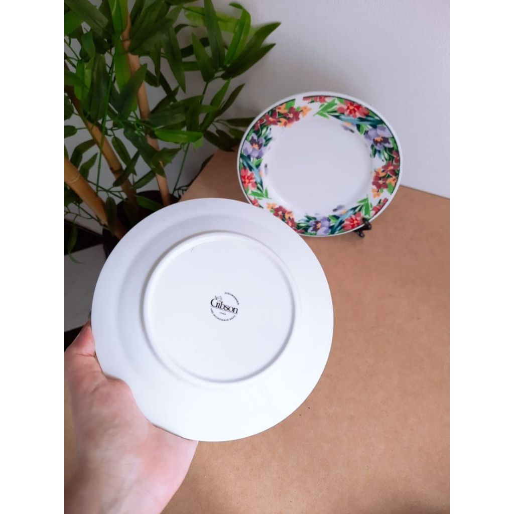 conjunto 2 pratos de sobremesa em porcelana floral