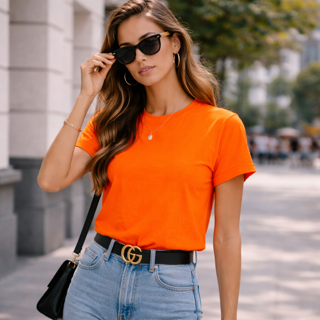 Camiseta Feminina Algodão Básica Lisa Casual Moda Verão Confortável Tendência 2026