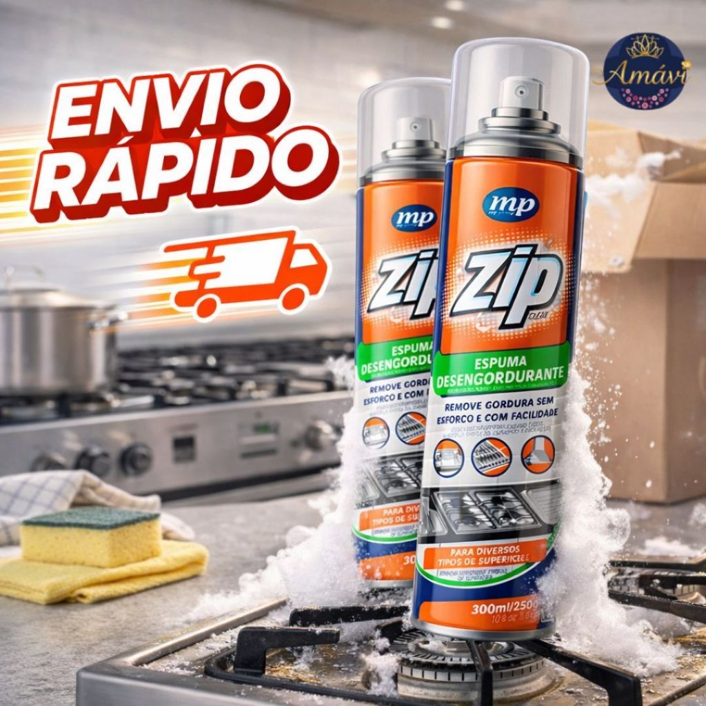 Kit 2 Espuma Desengordurante Removedor de Gorduras Zip Clean 300Ml  My Place
