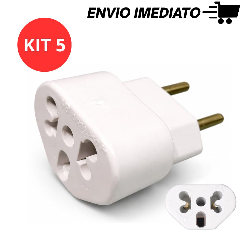 Imagem Kit Adaptador de Tomada Universal 1, 3, 5, 10 e 20 Unidades Benjamim Bob Love 10a/20a 250v Bivolt T