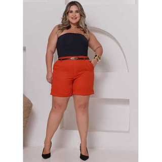 SHORT FEMININA  ALFAIATERIA PLUS SIZE MODA ELEGANTE